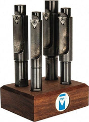 APT - 4 Piece, 3/8 to 5/8" Diam, Solid Pilot, TPGH 215 Insert Indexable Counterbore Set - 13/32, 15/32, 17/32, 21/32" Pilot Diam, 1/2, 5/8 Shank Diam, Straight Shank - Industrial Tool & Supply