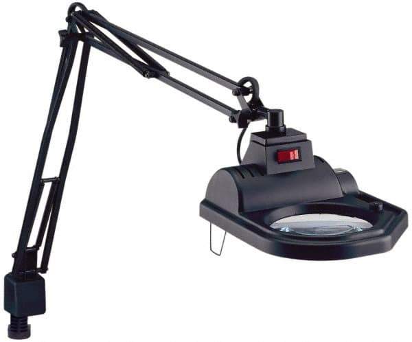 Electrix - 45 Inch, Spring Suspension, Clamp on, Halogen, Black, Magnifying Task Light - 100 Watt, 1.75x Magnification, 5 Inch Wide - Industrial Tool & Supply