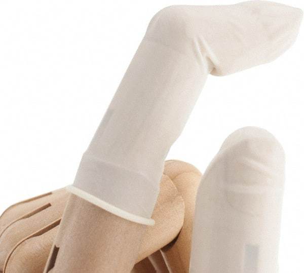 North - Size S, 2-3/4 Inch Long x 3 Mil Thick, Rubber Industrial Food Grade Finger Cot - Powdered, White - Industrial Tool & Supply
