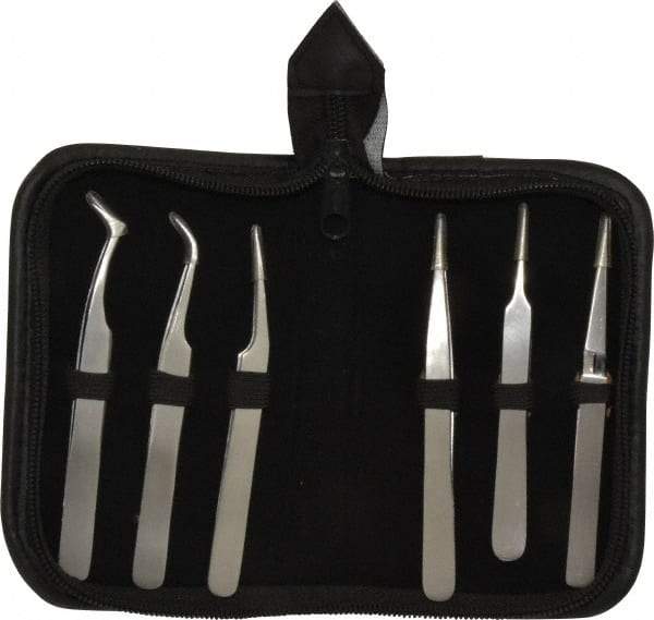 Value Collection - Stainless Steel Tweezer Set - 6 Piece - Industrial Tool & Supply