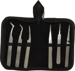 Value Collection - Stainless Steel Tweezer Set - 6 Piece - Industrial Tool & Supply