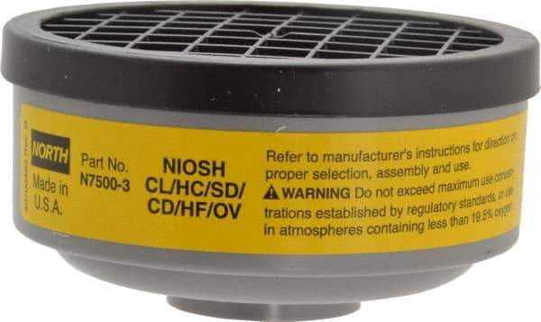 North - Yellow Cartridge - Series 7700, Protects Against Acid Gas, Organic Vapor - Industrial Tool & Supply