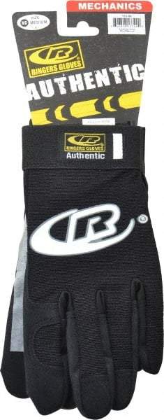 Ringers Gloves - Size M (9) Synthetic Leather General Protection Work Gloves - For Mechanic's & Lifting, Uncoated, Hook & Loop Cuff, Full Fingered, Black, Paired - Industrial Tool & Supply