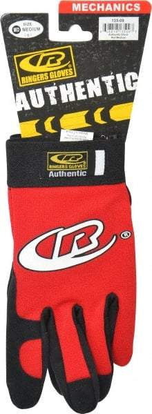 Ringers Gloves - Size M (9) Synthetic Leather General Protection Work Gloves - For Mechanic's & Lifting, Uncoated, Hook & Loop Cuff, Full Fingered, Red, Paired - Industrial Tool & Supply