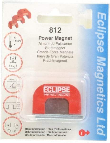 Eclipse - 1 Hole, 0.1969" Hole Diam, 63/64" Overall Width, 1-37/64" Deep, 63/64" High, 20 Lb Average Pull Force, Alnico Power Magnets - 10mm Pole Width, 550°C Max Operating Temp, Grade 5 Alnico - Industrial Tool & Supply