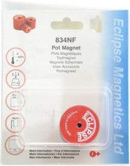 Eclipse - 1-3/8" Diam, 10-32 Thread, 17.5 Lb Average Pull Force, Mild Steel, Alnico Pot Magnets - 220°C Max Operating Temp, 1-3/16" High, Grade 5 Alnico - Industrial Tool & Supply