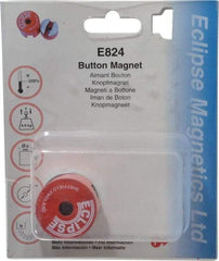 Eclipse - 1-1/4" Diam, 9/32" Hole Diam, 4.8 kg Max Pull Force Alnico Button Magnet - 1" High, 1/2" Gap Width, Grade 5 Alnico - Industrial Tool & Supply