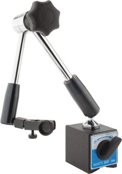 Value Collection - 2-1/2" Long x 2-1/8" Wide x 2" High Magnetic Indicator Base with On/Off Switch - 60 Kg Magnetic Pull, Articulated Arm - Industrial Tool & Supply