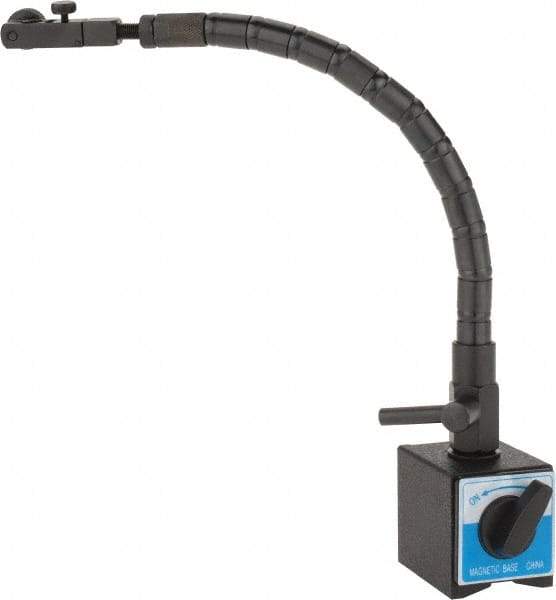Value Collection - 2-1/8" Long x 2" Wide x 2-19/64" High Magnetic Indicator Base with Holders - 40 Kg Magnetic Pull, Flexible Arm - Industrial Tool & Supply