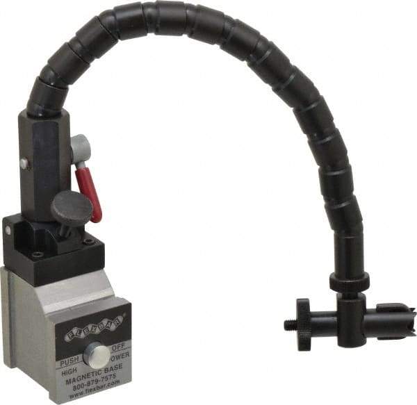 Flexbar - 65 Lb Magnetic Force, Fine Adjustment Indicator Positioner & Holder with Base - Flexible Arm, 2" Base Height, 1-5/8" Base Length, 1-7/8" Base Width - Industrial Tool & Supply