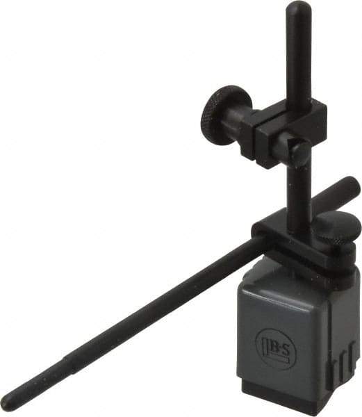TESA Brown & Sharpe - 1-1/4" Long x 1-1/4" Wide x 1-3/4" High Magnetic Indicator Base with Holders - 4-1/2" Rod Length, Post Arm (Fixed Upright) - Industrial Tool & Supply