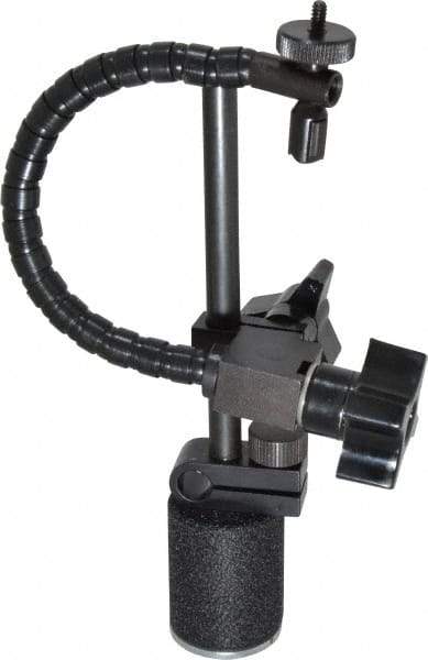 Flexbar - 25 Lb Magnetic Force, Fine Adjustment Indicator Positioner & Holder with Base - Post & Flexible Arm, Round Base, 1-1/8" Base Diam, 1-3/8" Base Height - Industrial Tool & Supply