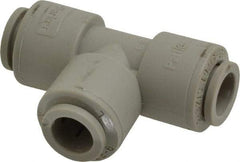 Parker - 3/8" Outside Diam, Acetal Push-to-Connect Tube Union Tee - 300 Max psi, Tan - Industrial Tool & Supply