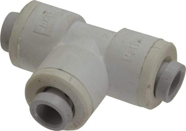 Parker - 1/4" Outside Diam, Polypropylene Push-to-Connect Tube Union Tee - 150 Max psi, Tan - Industrial Tool & Supply