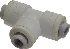 Parker - 1/4" Outside Diam, Polypropylene Push-to-Connect Tube Union Tee - 150 Max psi, Tan - Industrial Tool & Supply
