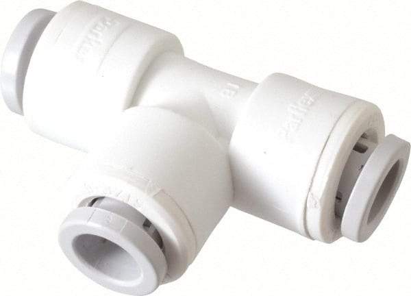 Parker - 3/8" Outside Diam, Polypropylene Push-to-Connect Tube Union Tee - 150 Max psi, Tan - Industrial Tool & Supply