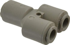 Parker - 3/8" Outside Diam, Acetal Push-to-Connect Tube Union Y - 300 Max psi, Tan - Industrial Tool & Supply