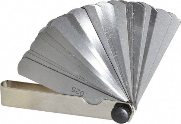 Value Collection - 26 Piece, 0.002 to 0.025" Thick, Parallel Feeler Gage Set - 3" Leaf Length, 1/2" Wide, Tempered Steel - Industrial Tool & Supply