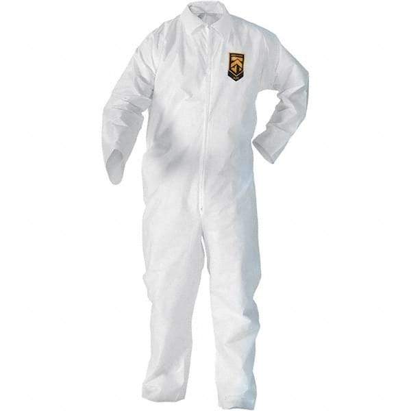 KleenGuard - Size 2XL SMS General Purpose Coveralls - White, Zipper Closure, Elastic Cuffs, Elastic Ankles, Serged Seams - Industrial Tool & Supply