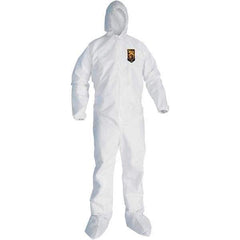 KleenGuard - Size 3XL SMS General Purpose Coveralls - White, Zipper Closure, Elastic Cuffs, with Boots, Serged Seams - Industrial Tool & Supply
