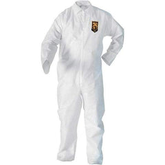 KleenGuard - Size M SMS General Purpose Coveralls - White, Zipper Closure, Open Cuffs, Open Ankles, Serged Seams - Industrial Tool & Supply