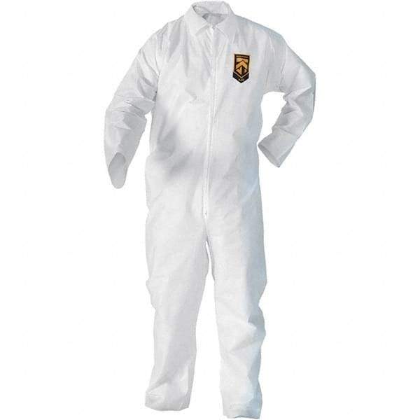 KleenGuard - Size XL SMS General Purpose Coveralls - White, Zipper Closure, Open Cuffs, Open Ankles, Serged Seams - Industrial Tool & Supply