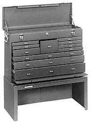Kennedy - 11 Drawer, 2 Piece, Brown Steel Machinist's Combo - 12.56 Inches Deep 9-1/2 Inches High 26.62 Inches Wide Base - Industrial Tool & Supply