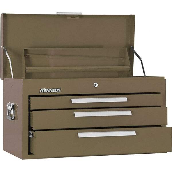 Kennedy - 3 Drawer Tool Chest - 26-1/8" Wide x 12-1/8" Deep x 14-3/4" High, Steel, Brown - Industrial Tool & Supply