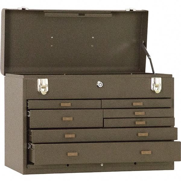 Kennedy - 7 Drawer Tool Chest - 20-1/8" Wide x 8-1/2" Deep x 13-5/8" High, Steel, Brown - Industrial Tool & Supply