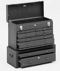 Kennedy - 9 Drawer, 2 Piece, Brown Steel Machinist's Combo - 9-5/8 Inches Deep 7.812 Inches High 21.62 Inches Wide Base - Industrial Tool & Supply