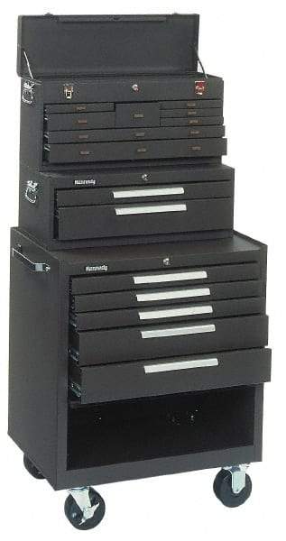 Kennedy - 15 Drawer, 3 Piece, Brown Steel Tool Storage System - 12-1/2 Inches Deep 9-1/2 Inches High 26.68 Inches Wide Base and 3 Inches Deep x 35 Inches High x 29 Inches Wide Roller Cabinet - Industrial Tool & Supply