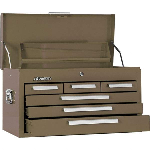 Kennedy - 6 Drawer Tool Chest - 26-1/8" Wide x 12-1/8" Deep x 14-3/4" High, Steel, Brown - Industrial Tool & Supply