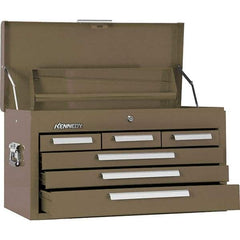 Kennedy - 6 Drawer Tool Chest - 26-1/8" Wide x 12-1/8" Deep x 14-3/4" High, Steel, Brown - Industrial Tool & Supply