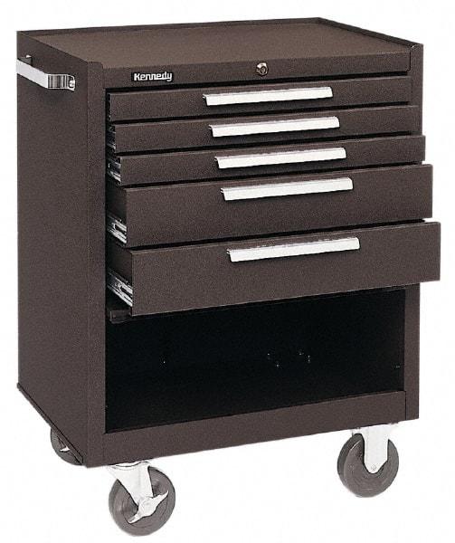 Kennedy - 5 Drawer Steel Tool Roller Cabinet - 27" Wide x 35" High x 18" Deep, Brown - Industrial Tool & Supply