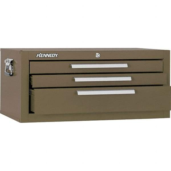 Kennedy - 3 Drawer Brown Drawer Chest Base - 26-5/8" Wide x 11-3/4" High x 12-1/2" Deep, Use with Models 263, 266, 360 Chests & 27", 29", 34" Roller Cabs - Industrial Tool & Supply