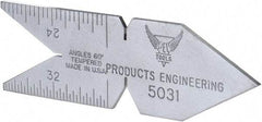 PEC Tools - 60° Angle, Satin Chrome Coated Steel Center Gage - 1/32 to 1/14 Inch Graduation - Industrial Tool & Supply