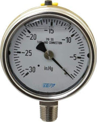 Wika - 2-1/2" Dial, 1/4 Thread, 30-0 Scale Range, Pressure Gauge - Lower Connection Mount, Accurate to 2-1-2% of Scale - Industrial Tool & Supply