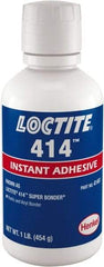 Loctite - 1 Lb Bottle Clear Instant Adhesive - Series 414, 24 hr Full Cure Time - Industrial Tool & Supply