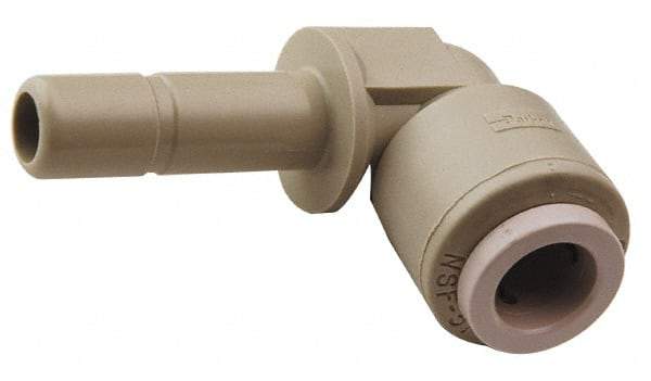 Parker - 3/8" Outside Diam, Kynar Push-to-Connect Plug In Elbow - 300 Max psi, Tan - Industrial Tool & Supply