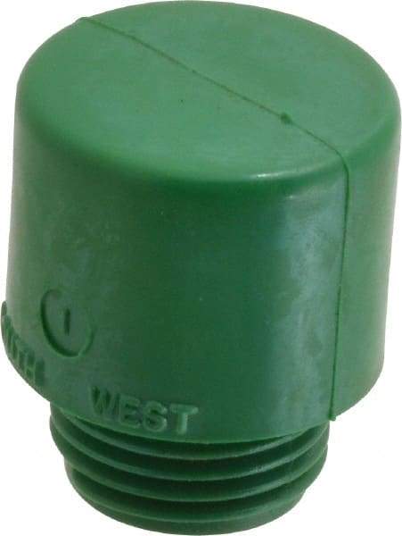Made in USA - 1" Face Diam, Grade Hard, Green Hammer Tip/Face - Vinyl - Industrial Tool & Supply