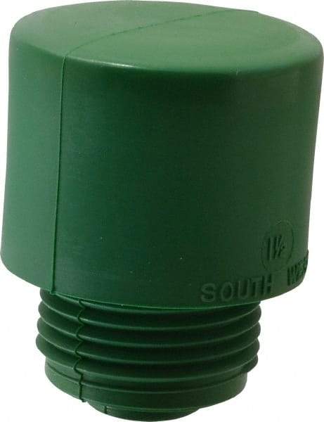 Made in USA - 1-1/2" Face Diam, Grade Hard, Green Hammer Tip/Face - Vinyl - Industrial Tool & Supply