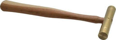 Made in USA - 1/2 Lb Head 3/4" Face Brass Head Striking Tool Hammer - 10-1/2" OAL, Wood Handle - Industrial Tool & Supply