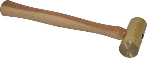 Made in USA - 2 Lb Head 1-1/2" Face Brass Head Striking Tool Hammer - 13" OAL, Wood Handle - Industrial Tool & Supply