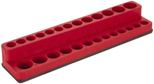Value Collection - 26 Piece Capacity Magnetic Deep & Shallow Socket Holder - 1/4" Drive, Red - Industrial Tool & Supply