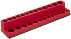 Value Collection - 26 Piece Capacity Magnetic Deep & Shallow Socket Holder - 1/4" Drive, Red - Industrial Tool & Supply