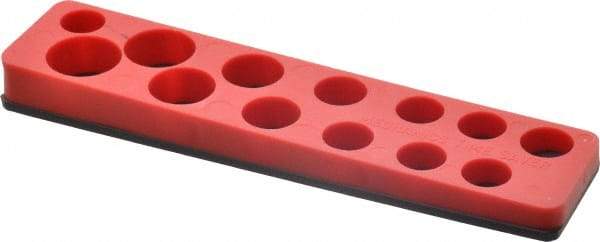 Value Collection - 13 Piece Capacity Magnetic Shallow Socket Holder - 3/8" Drive, Red - Industrial Tool & Supply