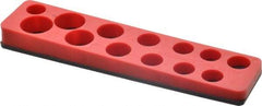 Value Collection - 13 Piece Capacity Magnetic Shallow Socket Holder - 3/8" Drive, Red - Industrial Tool & Supply
