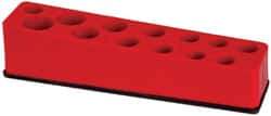 Value Collection - 13 Piece Capacity Magnetic Deep Socket Holder - 3/8" Drive, Red - Industrial Tool & Supply