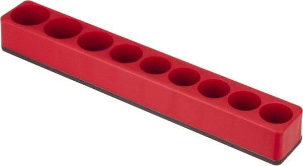 Value Collection - 9 Piece Capacity Magnetic Deep & Shallow Socket Holder - 1/2" Drive, Red - Industrial Tool & Supply