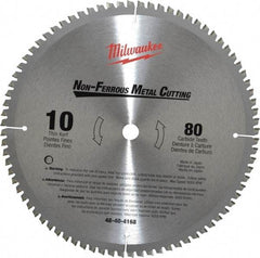 Milwaukee Tool - 10" Diam, 5/8" Arbor Hole Diam, 80 Tooth Wet & Dry Cut Saw Blade - Carbide-Tipped, General Purpose & Straight Action, Standard Round Arbor - Industrial Tool & Supply